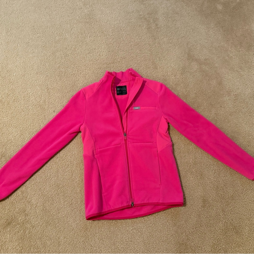 Figs Shocking Pink Fleece Jacket